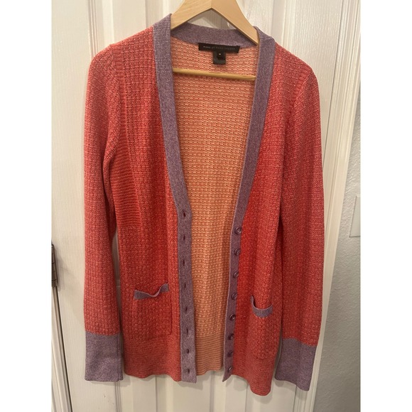 Marc By Marc Jacobs Sweaters - Marc by Marc Jacobs Colorblock Waffle Knit Cardigan Sweater Orange Purple Mens M
